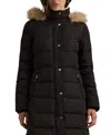 Ralph Lauren Faux-fur Trim Quilted Coat In Black