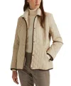 RALPH LAUREN PETITE FAUX-SHERPA-COLLAR QUILTED COAT
