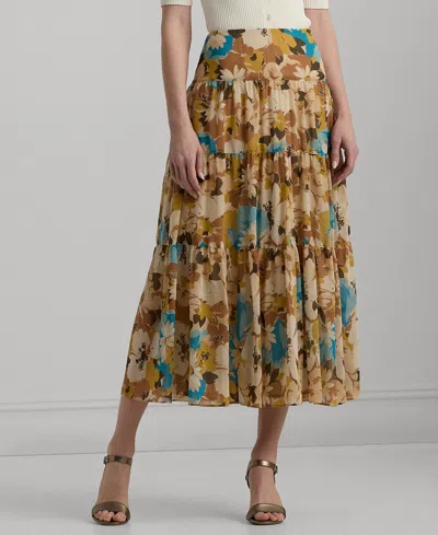 Lauren Ralph Lauren Petite Floral A-line Skirt In Cream Multi