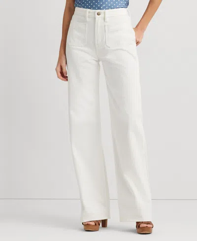 Lauren Ralph Lauren Petite High-rise Wide-leg Jeans In White Wash