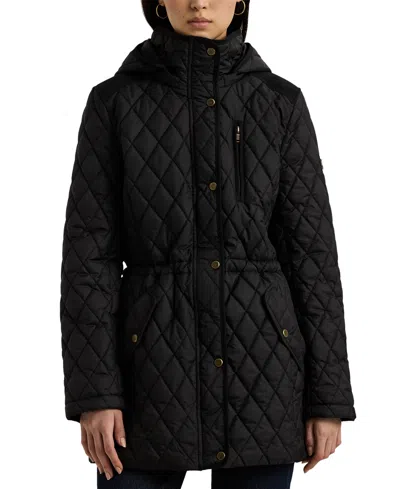 Ralph Lauren Hooded Quilted Jacket In Black