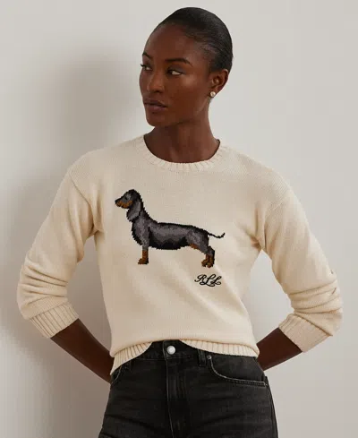 Ralph Lauren Petite Intarsia-knit Dog Sweater In Winter Crm