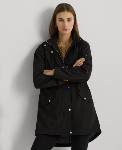 Ralph Lauren Petite Packable Full-zip Anorak Windbreaker In Black