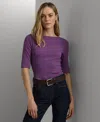 Ralph Lauren Petite Printed Boat-neck Tee In Aurora Violet