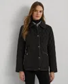 Ralph Lauren Petite Quilted Velboa Lined Coat In Black