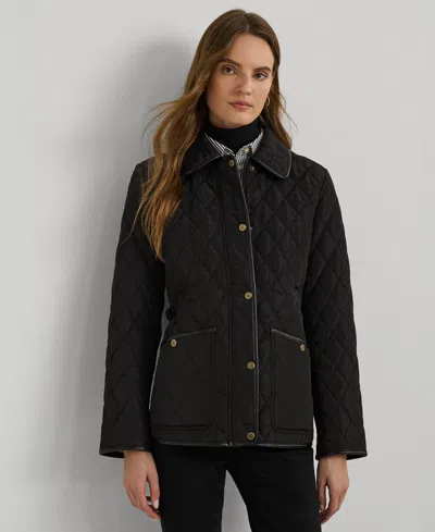 RALPH LAUREN PETITE QUILTED VELBOA LINED COAT