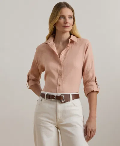 Ralph Lauren Petite Relaxed-fit Linen Shirt In Sunrise Blush