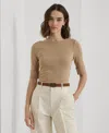 Ralph Lauren Stretch Cotton Boatneck Tee In Birch Tan