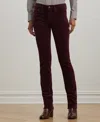 Ralph Lauren Petite Stretch Corduroy Mid-rise Straight Pants In Red