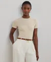 Ralph Lauren Striped Short-sleeve T-shirt In Sand Dune,mascarpone Cream