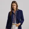 RALPH LAUREN PINSTRIPE DOUBLE-BREASTED TWILL BLAZER