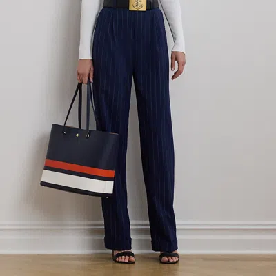 Ralph Lauren Pinstripe Wool-blend Twill Pant In Navy/white