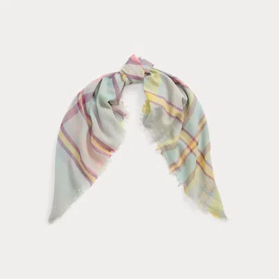 Ralph Lauren Plaid Cotton Square Scarf In Multi