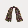 Ralph Lauren Plaid Cotton Wrap Scarf In Olive Grove