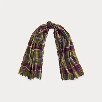 Ralph Lauren Plaid Cotton Wrap Scarf In Multi