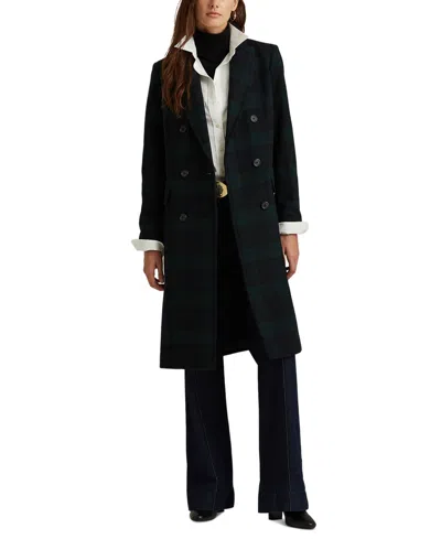 Lauren Ralph Lauren Plaid Wool-blend Coat In Black