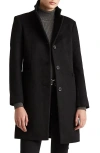 Ralph Lauren Lauren  Plaid Wool Blend Reefer Coat In Black