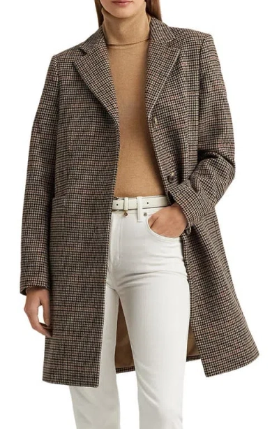 Ralph Lauren Lauren  Plaid Wool Blend Reefer Coat In Heritage Plaid