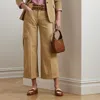 Ralph Lauren Pleated Cotton Twill Wide-leg Cargo Pant In Sand Dune