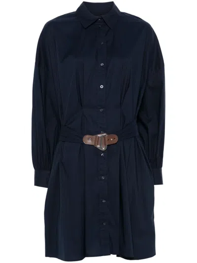 Ralph Lauren Pleated Mini Dress In Navy Blue