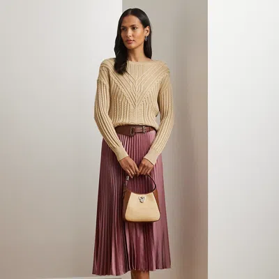 Ralph Lauren Pleated Satin Charmeuse Skirt In Rose Mauve