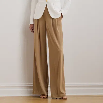 Ralph Lauren Pleated Stretch Jersey Wide-leg Pant In Classic Camel
