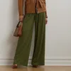 Ralph Lauren Pleated Stretch Jersey Wide-leg Pant In Olive Grove