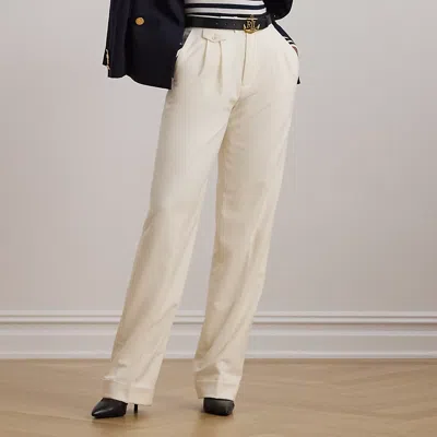 Ralph Lauren Pleated Wool Twill Straight Pant In Mascarpone Cream