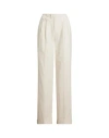 Ralph Lauren Lauren  Pleated Wool Twill Straight Pant Woman Pants Cream Size 8 Wool In White