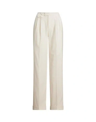 Ralph Lauren Lauren  Pleated Wool Twill Straight Pant Woman Pants Cream Size 8 Wool In White