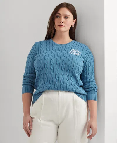 Lauren Ralph Lauren Plus Size Cable-knit Sweater In Pale Azure