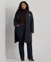 Ralph Lauren Plus Size Collared Quilted Coat In Dk Navy