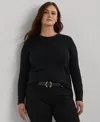 Shop Ralph Lauren Plus Size Crewneck Sweater In Black