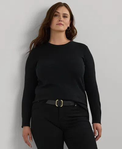Ralph Lauren Plus Size Crewneck Sweater In Black