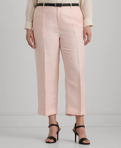 Lauren Ralph Lauren Plus Size Cropped Wide-leg Twill Pants In Pink Opal