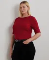Ralph Lauren Cotton Boatneck Top In Red