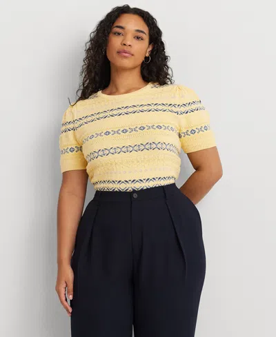 Lauren Ralph Lauren Plus Size Fair Isle Puff-sleeve Sweater In Multi