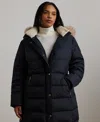 Ralph Lauren Plus Size Faux-fur-trim Hooded Puffer Coat In Dk Navy