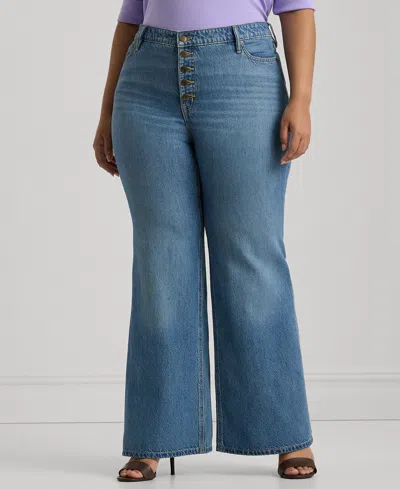 Lauren Ralph Lauren Plus Size High-rise Flare Jeans In Blue Wash