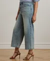 Ralph Lauren Plus Size High-rise Wide-leg Cropped Jeans In Alicia Wash