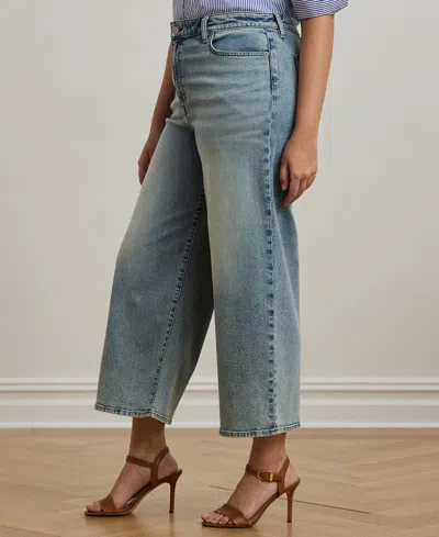 Ralph Lauren Plus Size High-rise Wide-leg Cropped Jeans In Alicia Wash