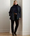 Ralph Lauren Plus Size Hooded Quilted Coat In Dk Navy