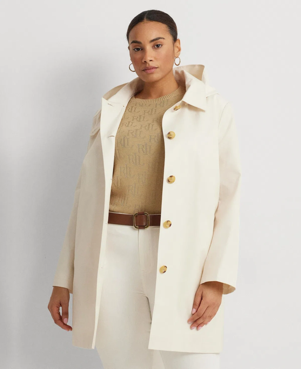 Lauren Ralph Lauren Plus Size Hooded Raincoat In Cream ModeSens