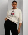 Ralph Lauren Plus Size Intarsia-knit Crest Sweater In Cream