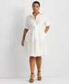 Ralph Lauren Plus-size 100% Linen Shirtdress In White