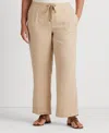 Ralph Lauren Plus-size Linen Wide-leg Pants In Birch Tan
