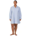 Ralph Lauren Plus Size Long-sleeve Roll-tab His Shirt Sleepshirt In Blue Stripe