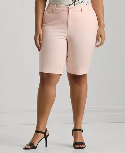 Lauren Ralph Lauren Plus Size Mid-rise Bermuda Shorts In Pink Opal