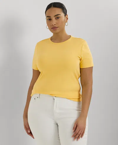 Lauren Ralph Lauren Plus Size Ribbed Short-sleeve Tee In Primrose Yellow