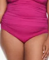 Ralph Lauren Plus Size Shirred High-waist Swim Bottoms In Plumeria